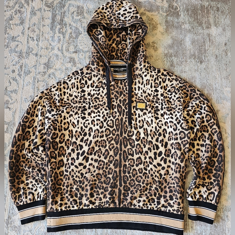 Dolce & Gabbana Men's Leopard Pullover Hoodie Size IT54(XL)